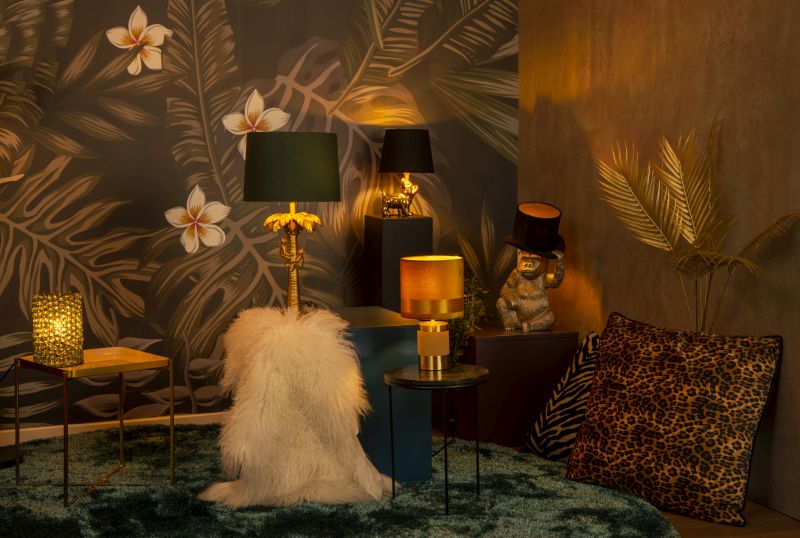 Lucide EXTRAVAGANZA VELVET - Stolná lampa - Ø 25 cm - 1xE27 - Čierna